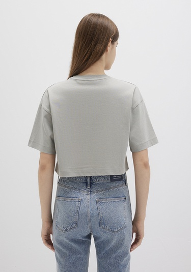  Mavi Mavi Logo Baskılı Gri Crop Tişört Crop / Kısa Kesim 1613411-70112