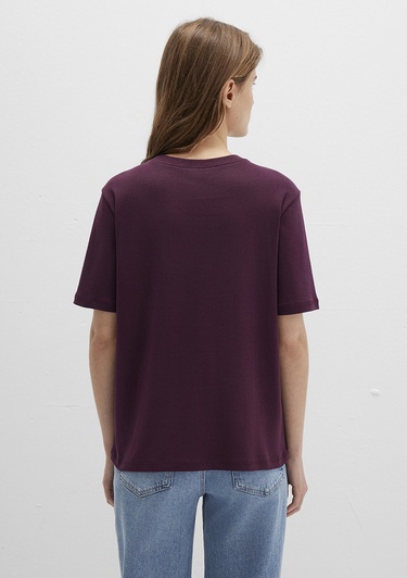  Mavi Bordo Basic Tişört Semi Slim Fit / Yarı Dar Kesim 1612916-70434