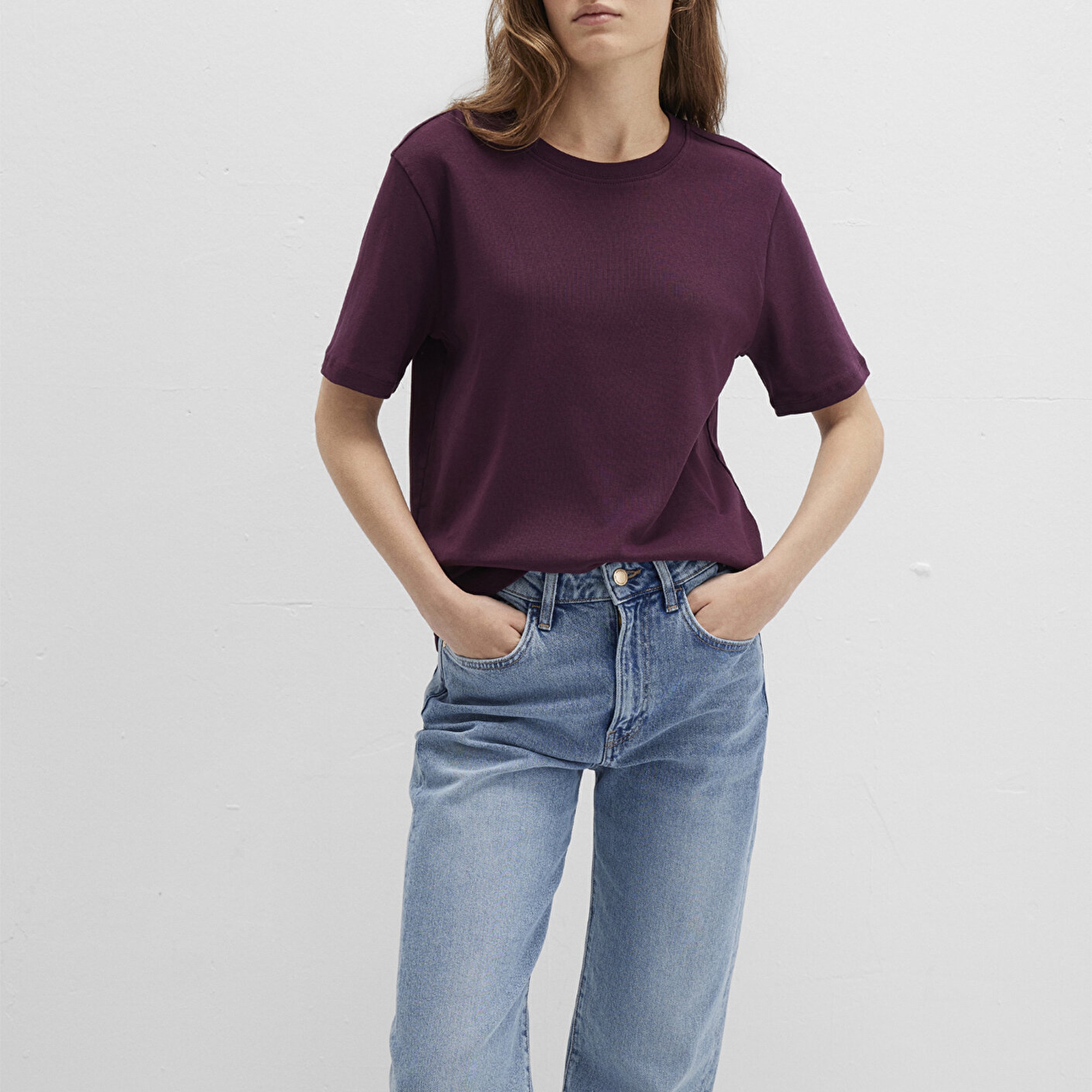 Mavi Bordo Basic Tişört Semi Slim Fit / Yarı Dar Kesim 1612916-70434