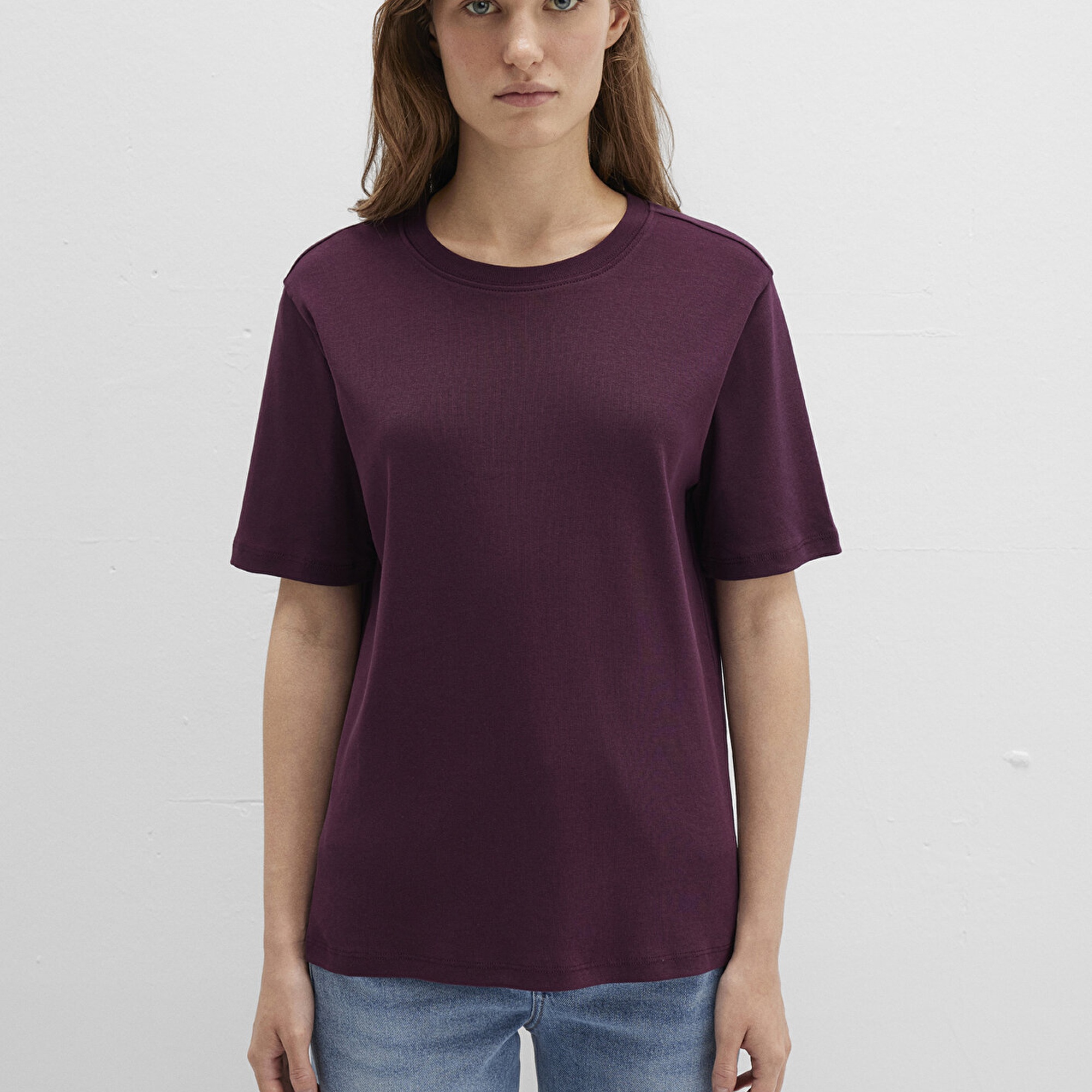 Mavi Bordo Basic Tişört Semi Slim Fit / Yarı Dar Kesim 1612916-70434