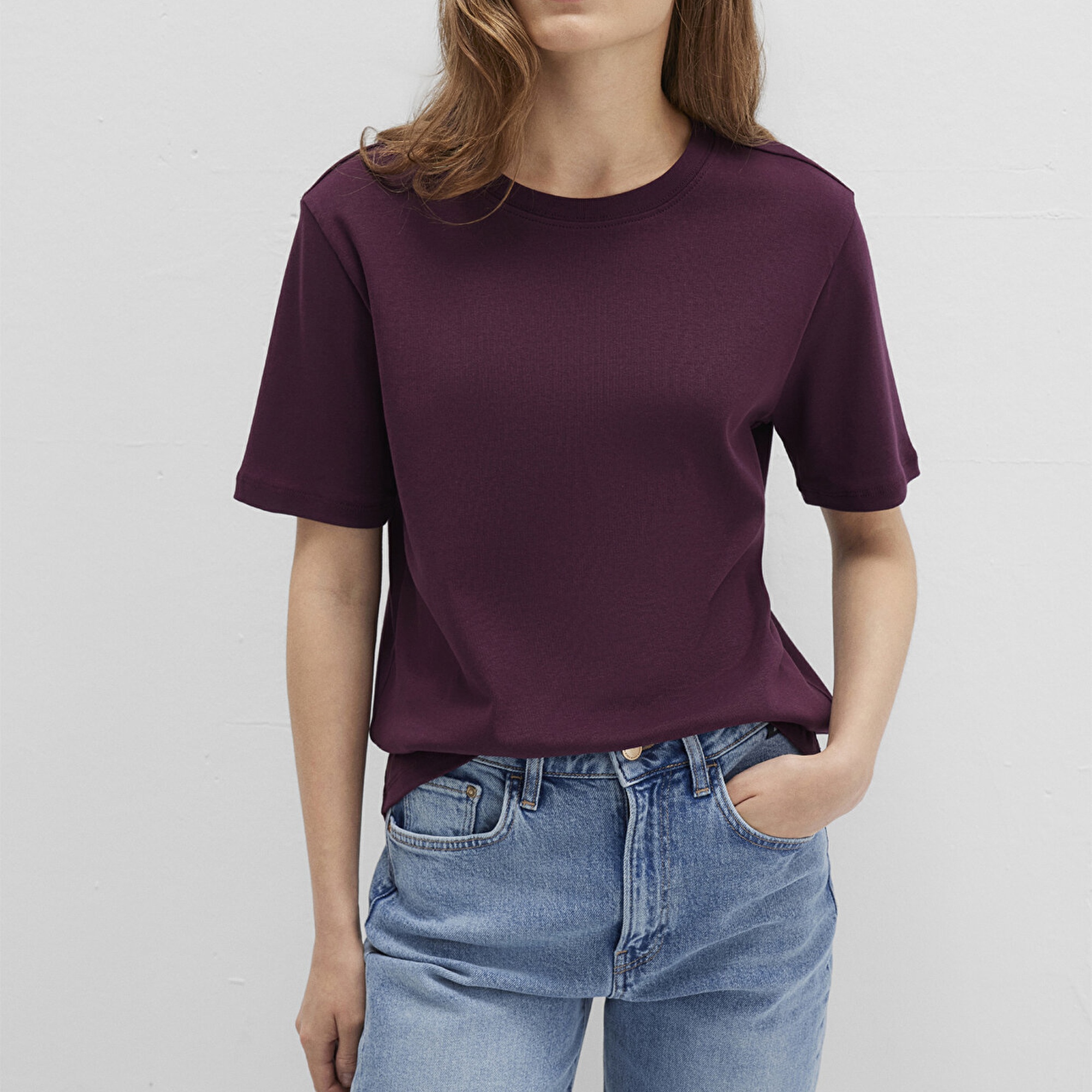 Mavi Bordo Basic Tişört Semi Slim Fit / Yarı Dar Kesim 1612916-70434