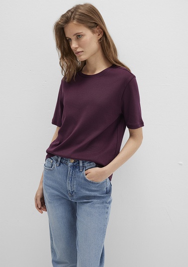  Mavi Bordo Basic Tişört Semi Slim Fit / Yarı Dar Kesim 1612916-70434