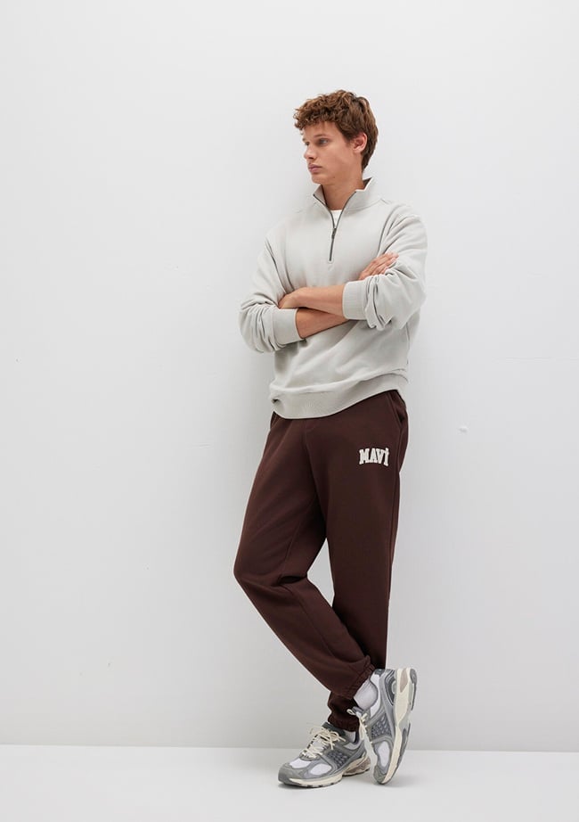  Mavi Mavi Logo Baskılı Kahverengi Eşofman Altı 0010207-70251