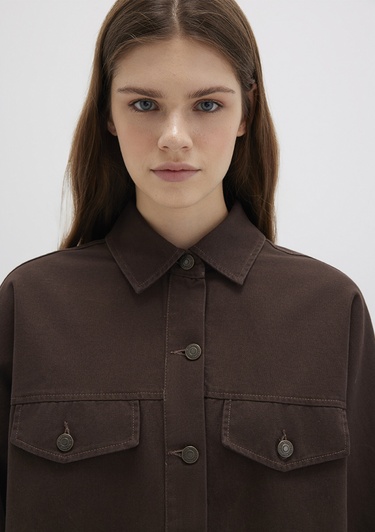  Mavi Kahverengi Gömlek Oversize / Geniş Kesim 1211181-88067