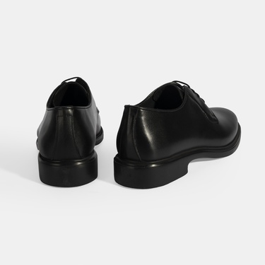  Erkek Siyah Bağcıklı Deri Klasik Ayakkabı