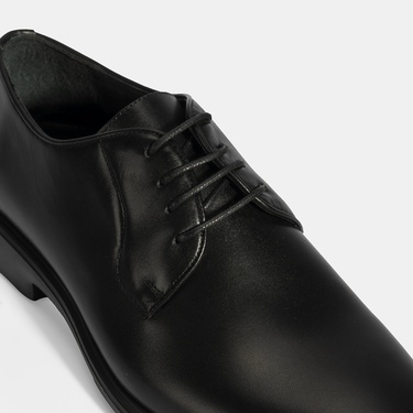  Erkek Siyah Bağcıklı Deri Klasik Ayakkabı