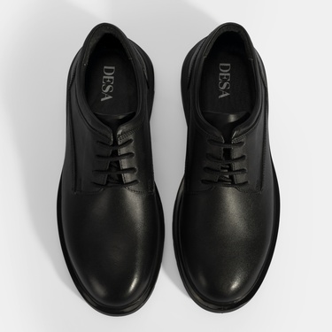  Erkek Siyah Bağcıklı Deri Günlük Ayakkabı