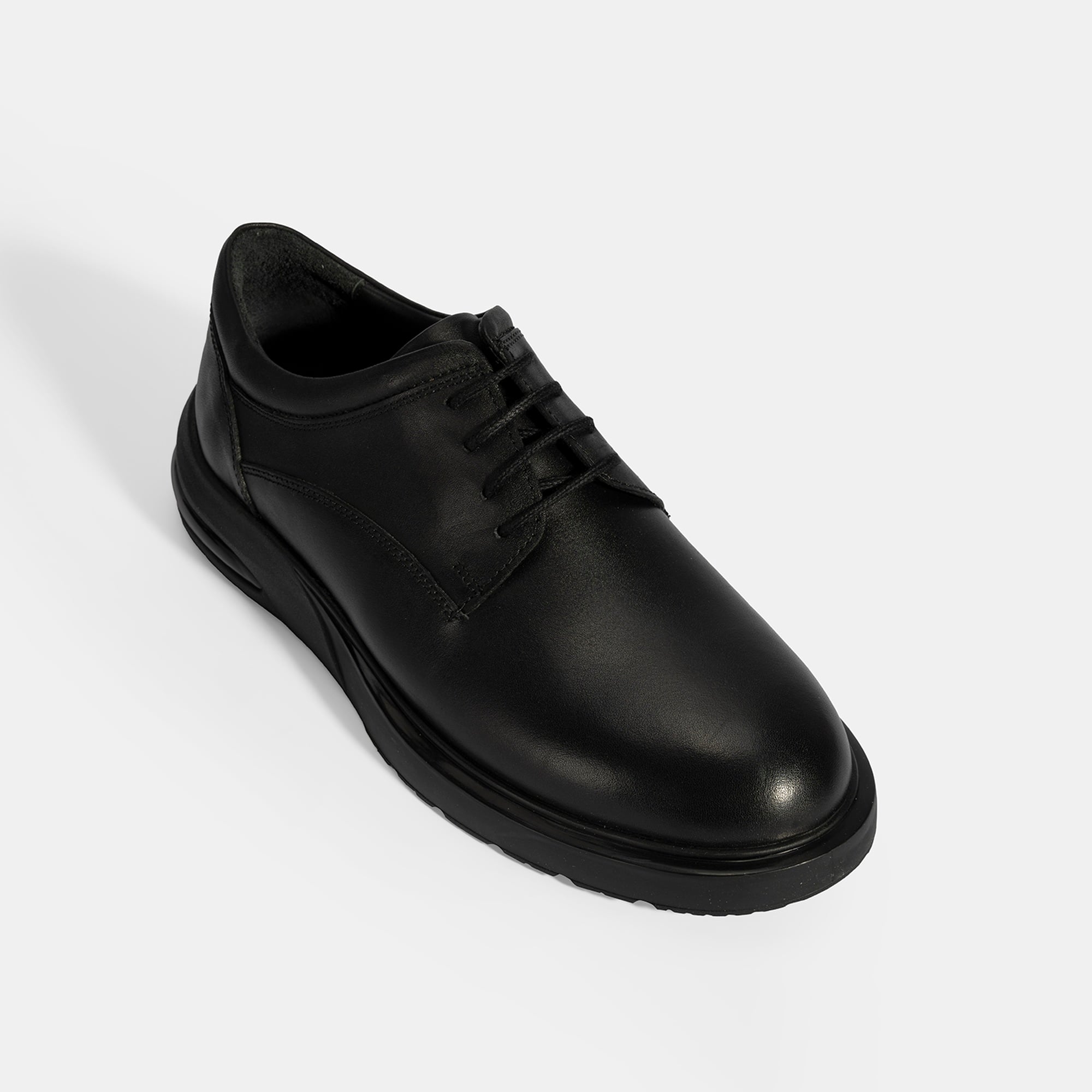 Erkek Siyah Bağcıklı Deri Günlük Ayakkabı