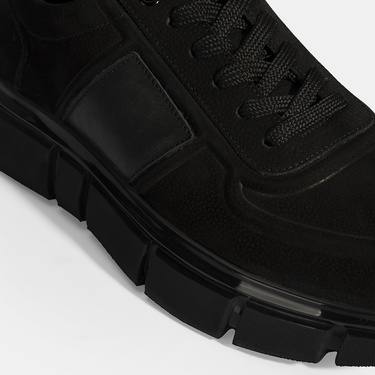  Erkek Siyah Bağcıklı Nubuk Deri Spor Ayakkabı