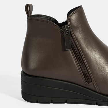  Kadın Kahve DesaComfort Çift Fermuarlı Deri Bot