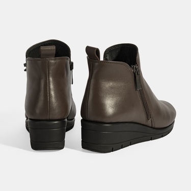  Kadın Kahve DesaComfort Çift Fermuarlı Deri Bot