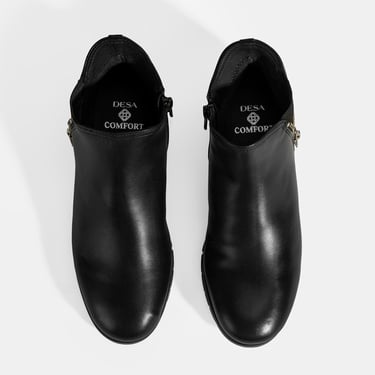  Kadın Siyah Fermuarlı DesaComfort Deri Bot
