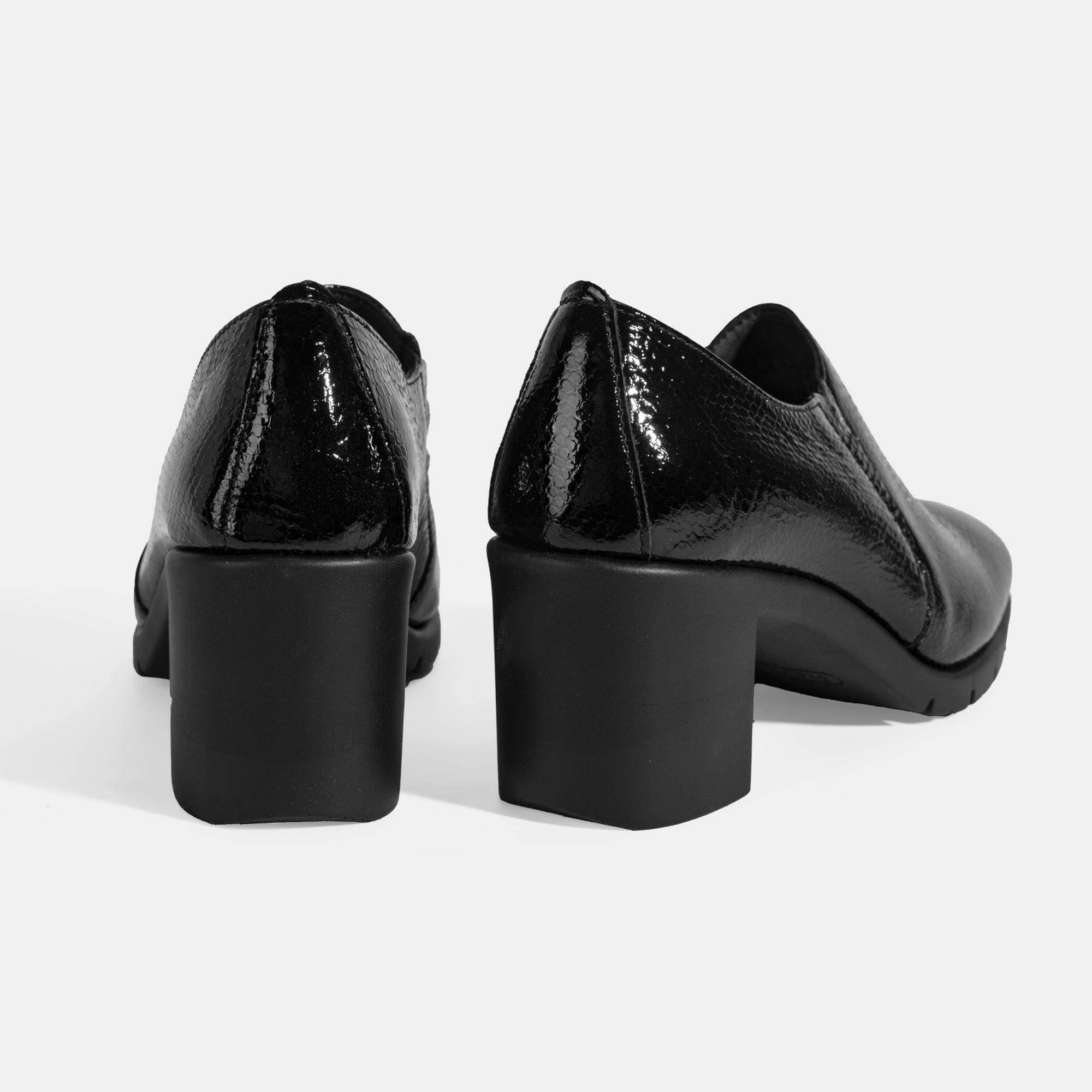 Kadın Siyah Kroko Baskılı DesaComfort Topuklu Deri Ayakkabı