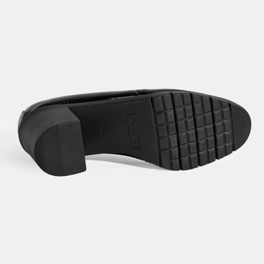  Kadın Siyah Kroko Baskılı DesaComfort Topuklu Deri Ayakkabı