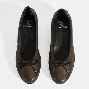 Kadın Kahve Fiyonk Detaylı DesaComfort Deri Ayakkabı