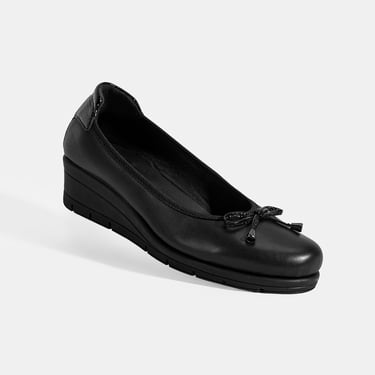  Kadın Siyah Fiyonk Detaylı DesaComfort Deri Ayakkabı