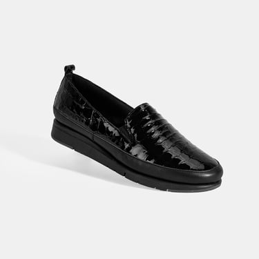  Kadın Siyah Kroko Baskılı DesaComfort Deri Ayakkabı