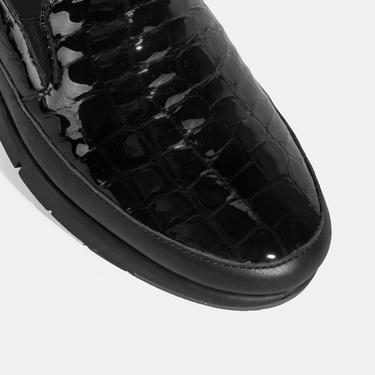  Kadın Siyah Kroko Baskılı DesaComfort Deri Ayakkabı