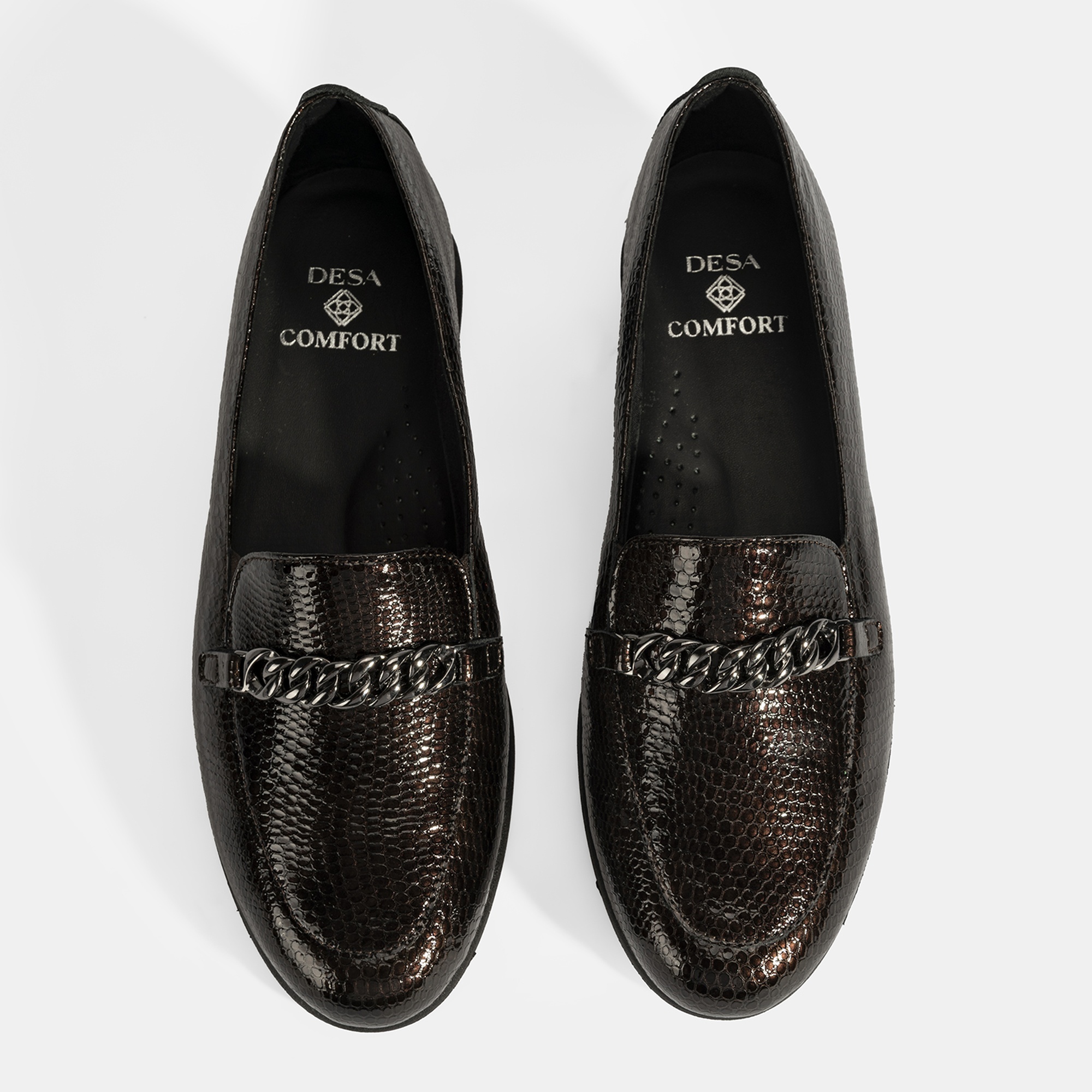 Kadın Kahve Kroko Baskılı DesaComfort Deri Ayakkabı