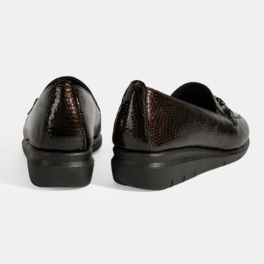  Kadın Kahve Kroko Baskılı DesaComfort Deri Ayakkabı