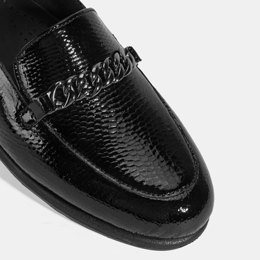  Kadın Siyah Kroko Baskılı DesaComfort Deri Ayakkabı