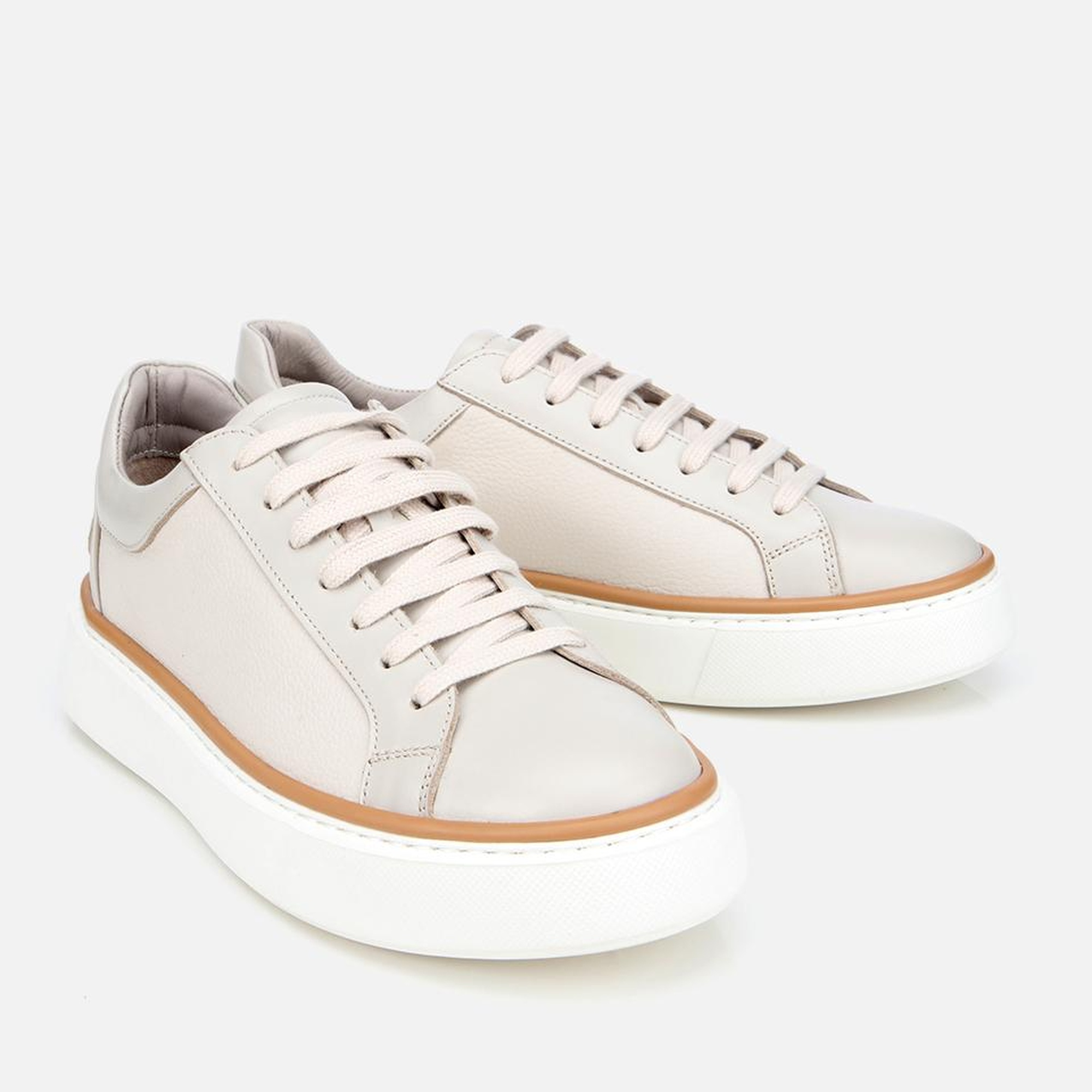 Erkek Deri Bej Günlük Ayakkabı