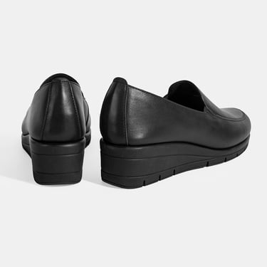  Kadın Siyah DesaComfort Dolgu Topuklu Deri Ayakkabı