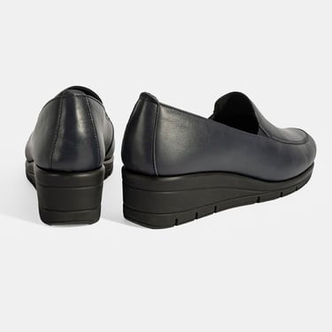  Kadın Lacivert DesaComfort Dolgu Topuklu Deri Ayakkabı