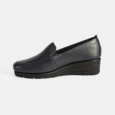  Kadın Lacivert DesaComfort Dolgu Topuklu Deri Ayakkabı