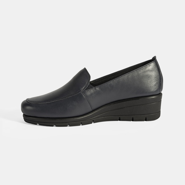  Kadın Lacivert DesaComfort Dolgu Topuklu Deri Ayakkabı