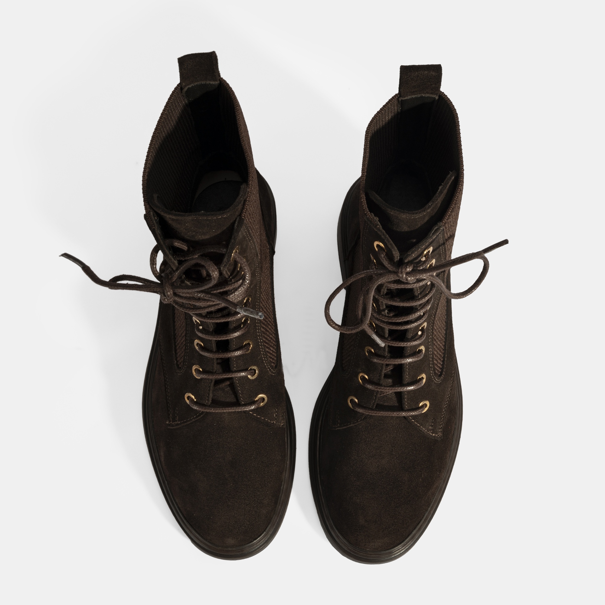 Kadın Kahve Lastik Detaylı Bağcıklı Süet Postal Bot