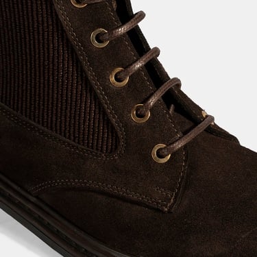  Kadın Kahve Lastik Detaylı Bağcıklı Süet Postal Bot