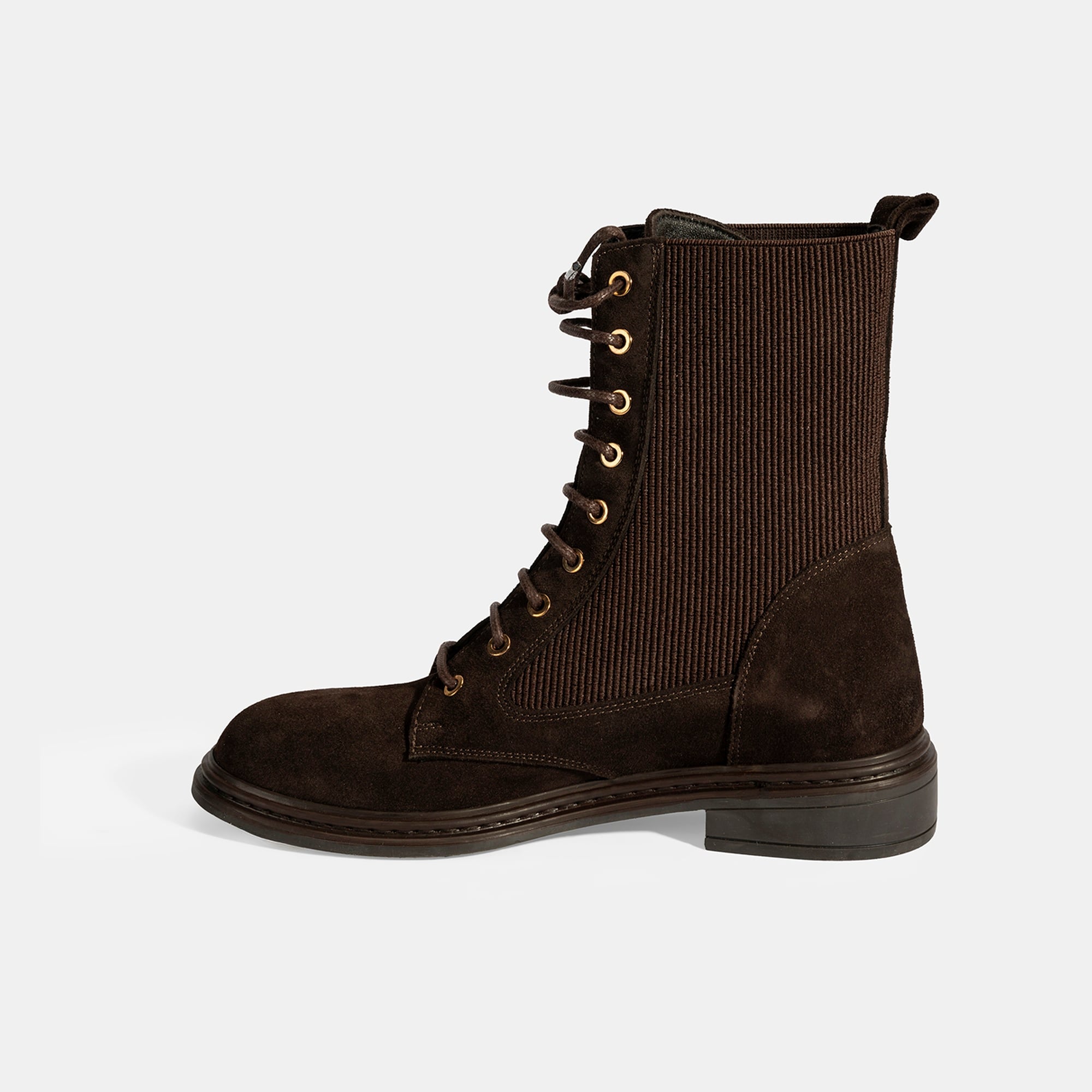 Kadın Kahve Lastik Detaylı Bağcıklı Süet Postal Bot