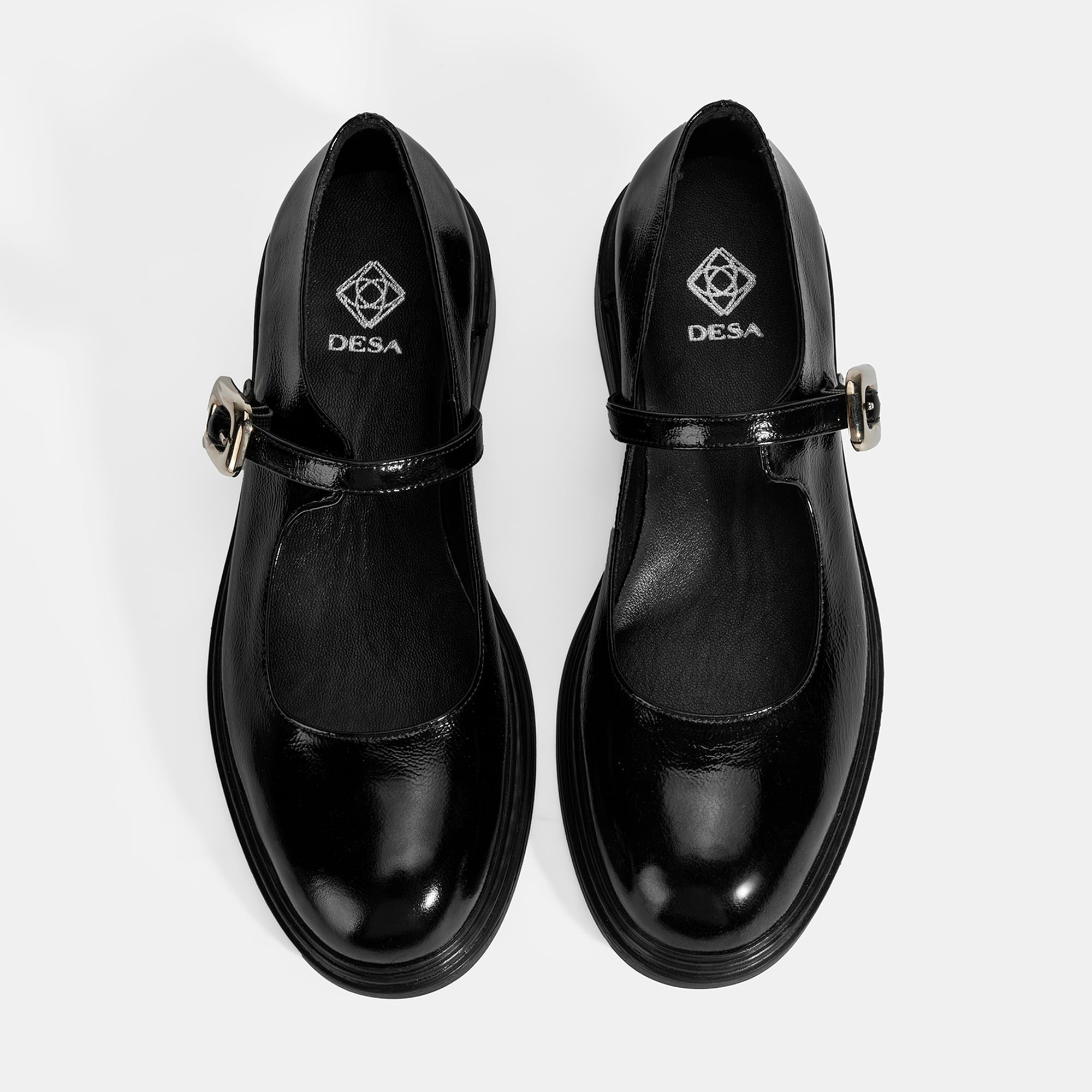 Kadın Siyah Ayarlanabilir Metal Tokalı Mary Jane Ayakkabı