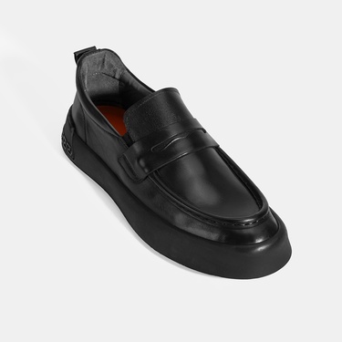  Erkek Siyah Deri Loafer