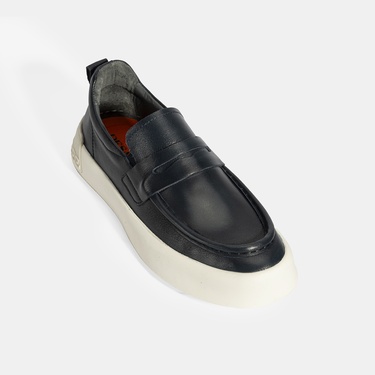  Erkek Lacivert Deri Loafer