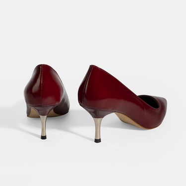  Kadın Bordo Deri Stiletto