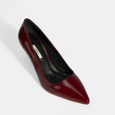  Kadın Bordo Deri Stiletto