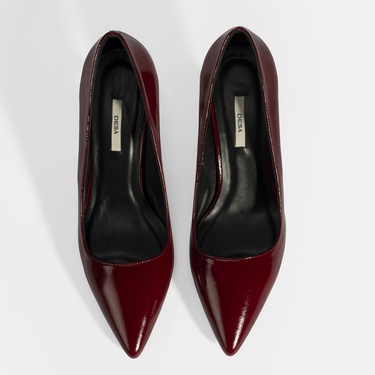  Kadın Bordo Deri Stiletto