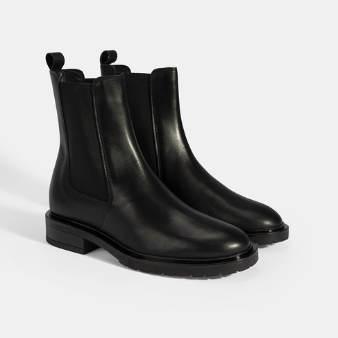  Kadın Siyah Lastikli Deri Chelsea Bot