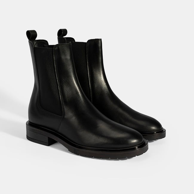  Kadın Siyah Lastikli Deri Chelsea Bot