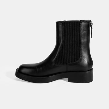  Kadın Siyah Lastikli Deri Chelsea Bot