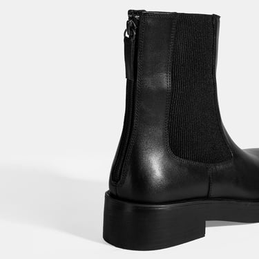  Kadın Siyah Lastikli Deri Chelsea Bot