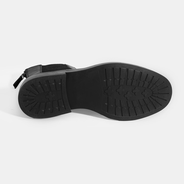  Kadın Siyah Lastikli Deri Chelsea Bot