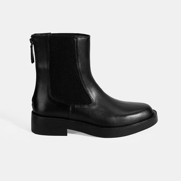  Kadın Siyah Lastikli Deri Chelsea Bot