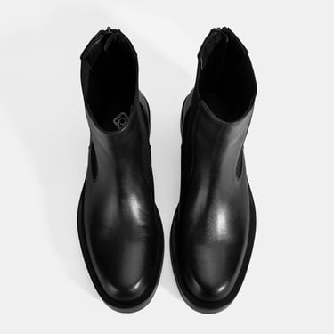  Kadın Siyah Lastikli Deri Chelsea Bot