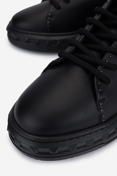  Valmenti Erkek Siyah Hakiki Deri Sneakers & Spor Ayakkabı