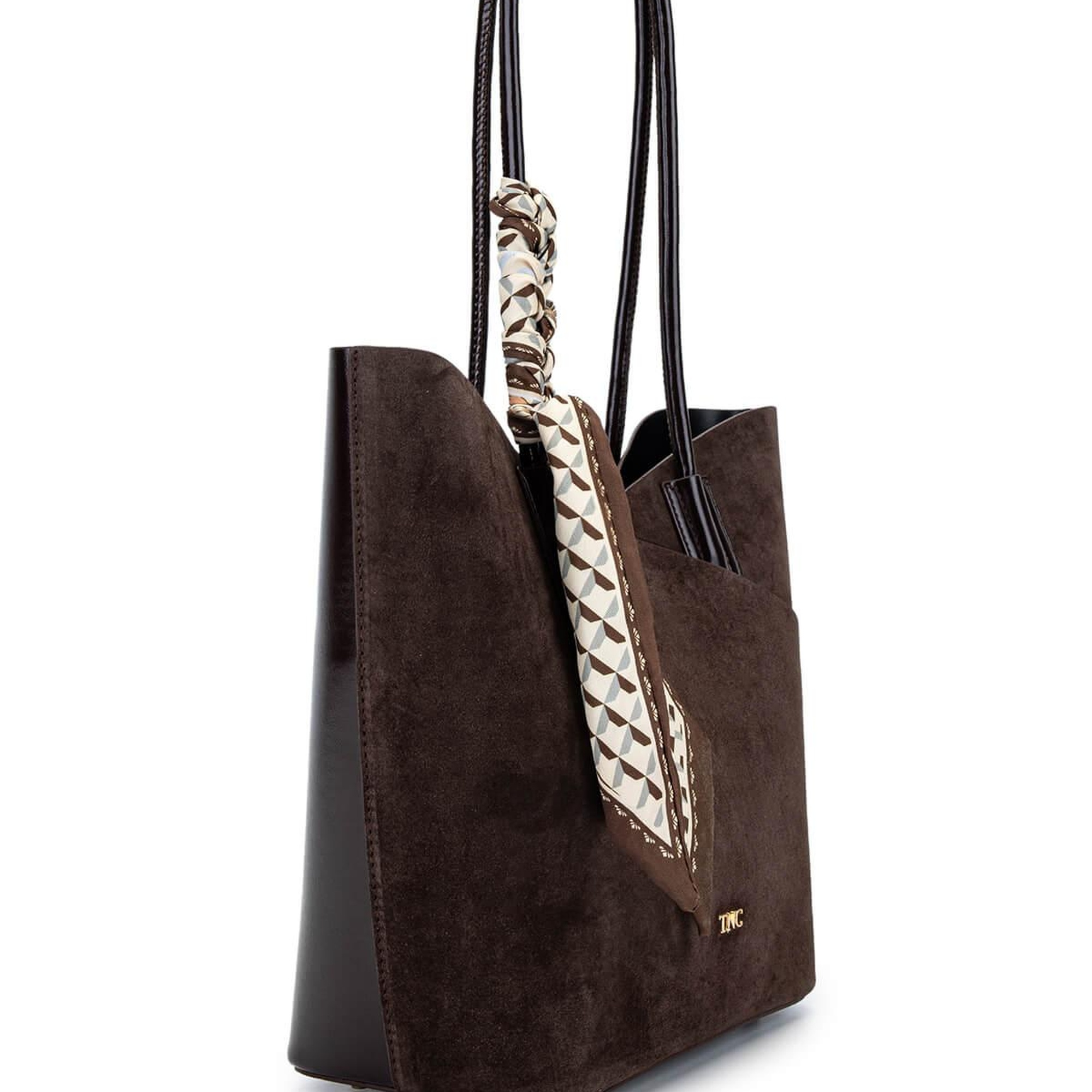 Tamer Tanca Kadın Suni Deri Kahverengi Süet Kol Çantası