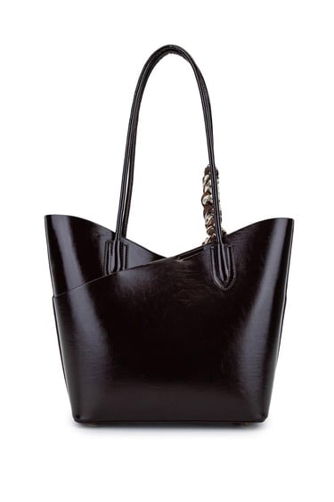  Tamer Tanca Kadın Suni Deri Kahverengi Süet Kol Çantası