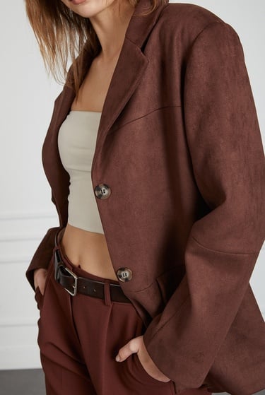 Süet Cepli Ceket